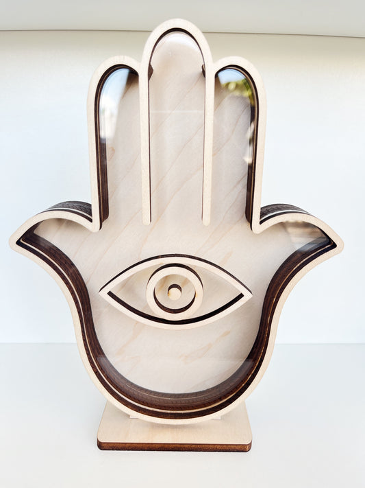 Shark Tooth Bank: Hamsa - Classic Wood