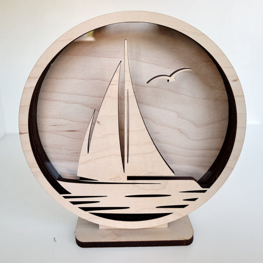 Shark Tooth Bank: Sailboat - Classic Wood