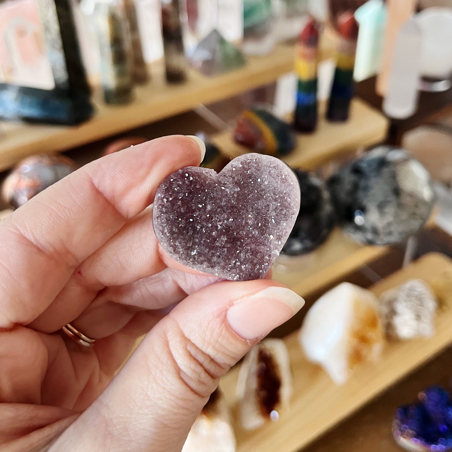 Amethyst Druzy Hearts - L