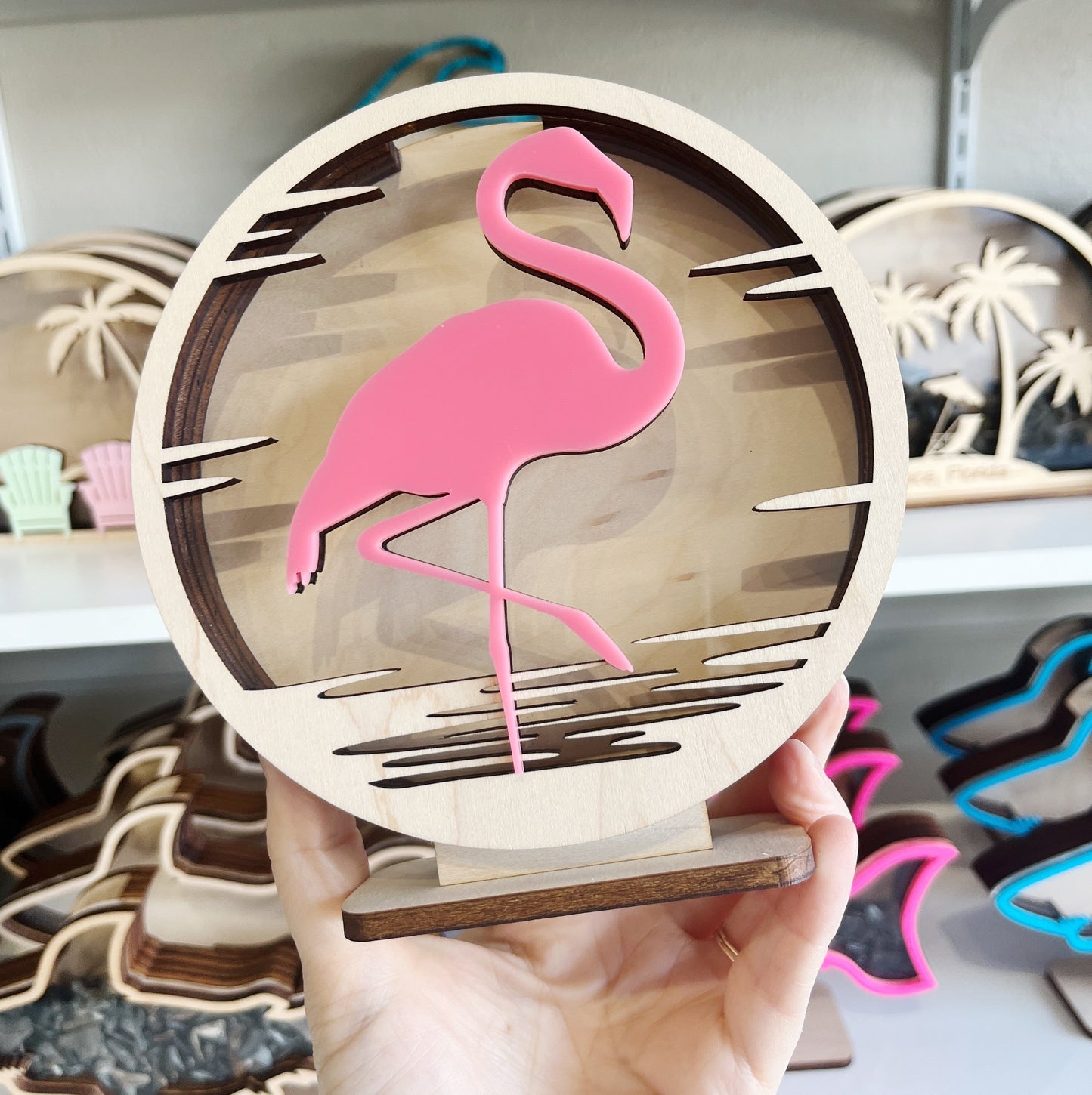 Classic Pink Flamingo - Pink Acrylic - Shark Tooth Bank