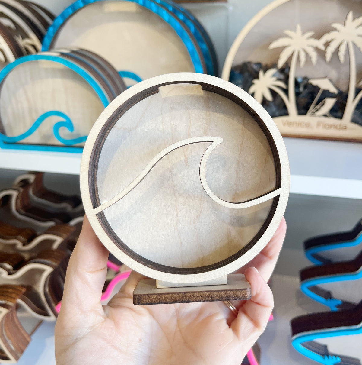 Mini Circle Wave - Wood Finish - Shark Tooth Bank