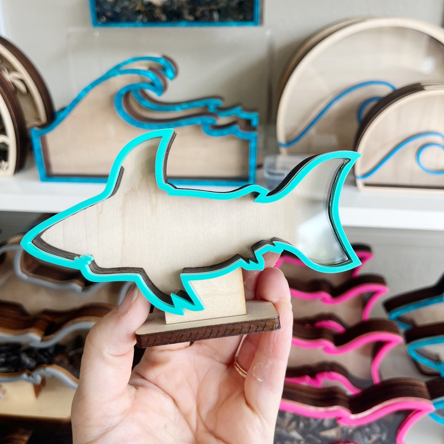 Mini Shark - Mint Acrylic - Shark Tooth Bank