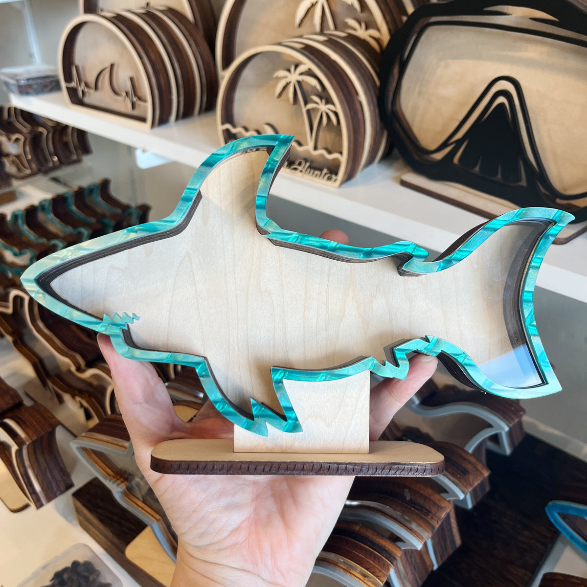 Classic Shark - Teal Acrylic - Shark Tooth Bank