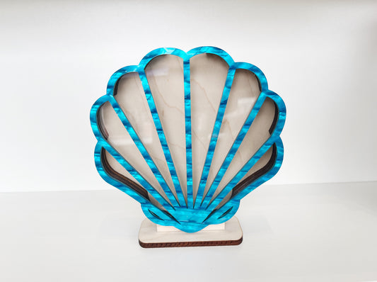 Shark Tooth Bank: Classic Sea Shell - Blue Acrylic