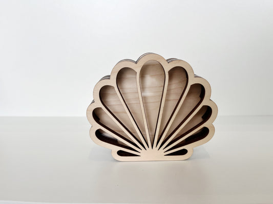 Shark Tooth Bank: Mini Sea Shell - Wood Finish