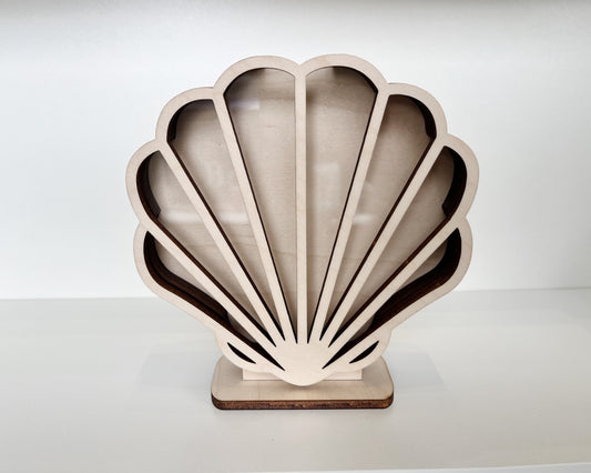 Shark Tooth Bank: Classic Sea Shell - Wood Finish