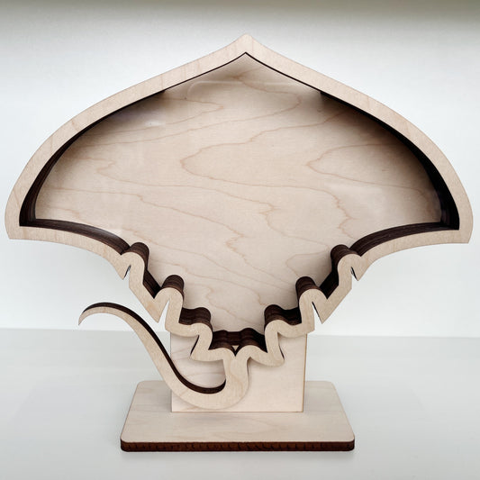 Shark Tooth Bank: Classic Stingray Shape - Wood Finish