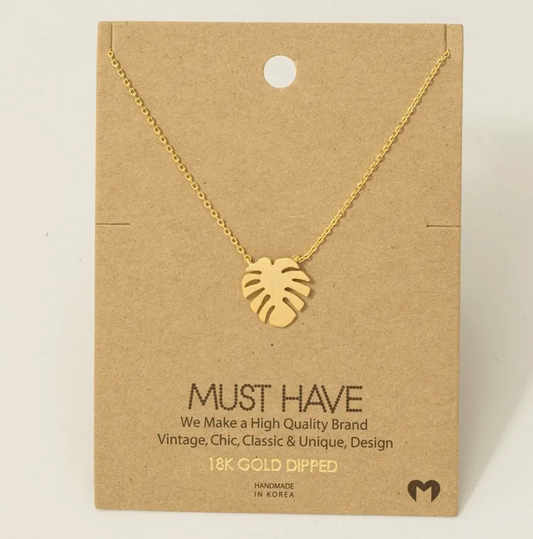Must Have - Gold Monstera Necklace (Solid)