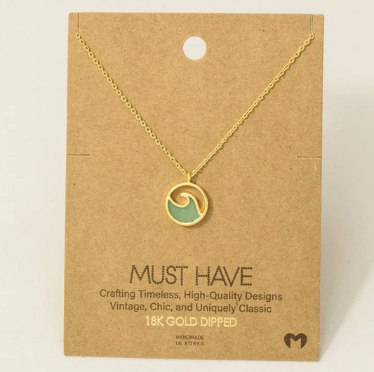 Must Have - Gold Circle Wave Necklace (Mint)
