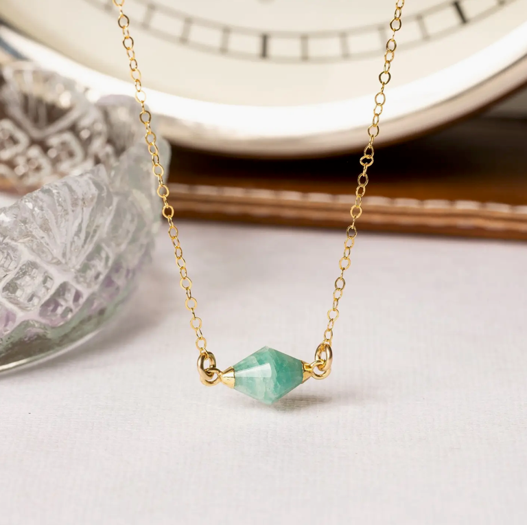 Amazonite - 14k Gold Filled - Bicone Pendant