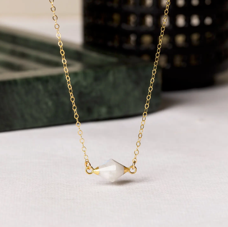 Moonstone - 14k Gold Filled - Bicone Pendant