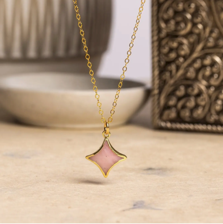 Pink Opal - 14k Gold Filled - Star Pendant