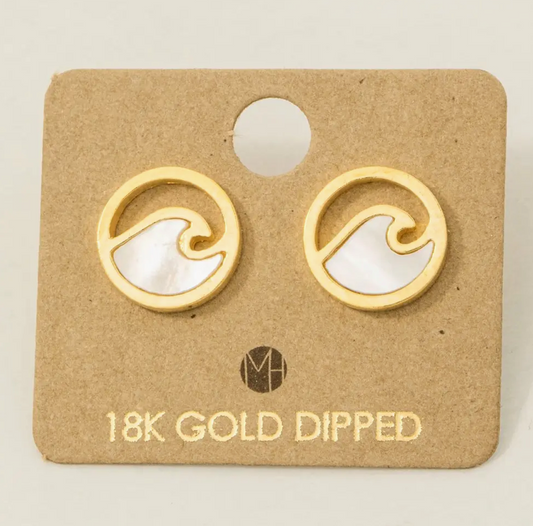 Must Have - Gold Circle Wave Earrings (White)