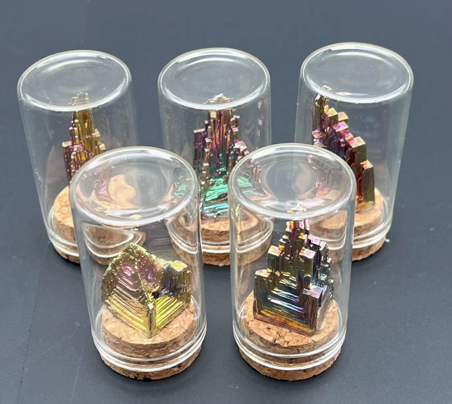 Bismuth Specimen in Cloche Glass Jar