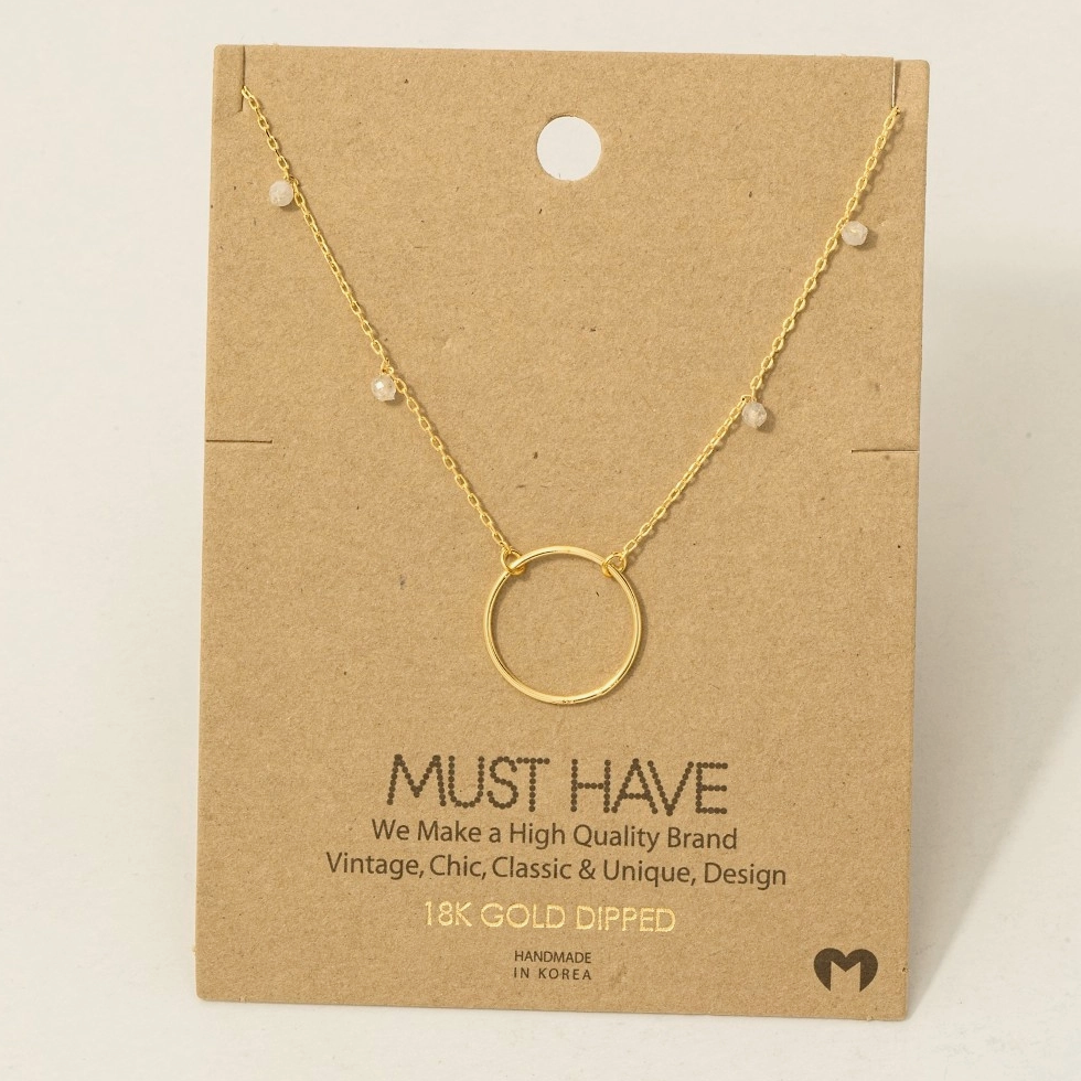 Must Have - Gold Center Hoop White Dot Necklace