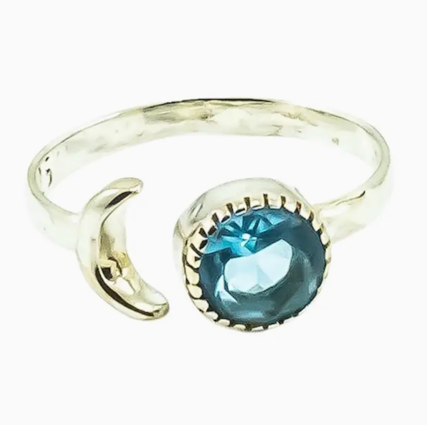 Blue Topaz Adjustable SS Rings