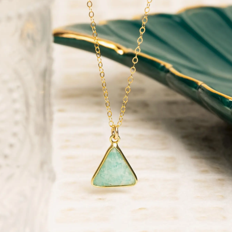 Amazonite - 14K Gold Filled - Triangle Pendant