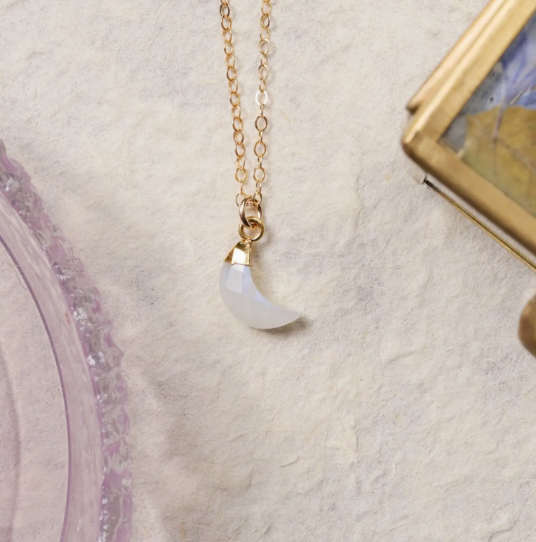 Moonstone - 14K Gold Filled - Moon Pendant