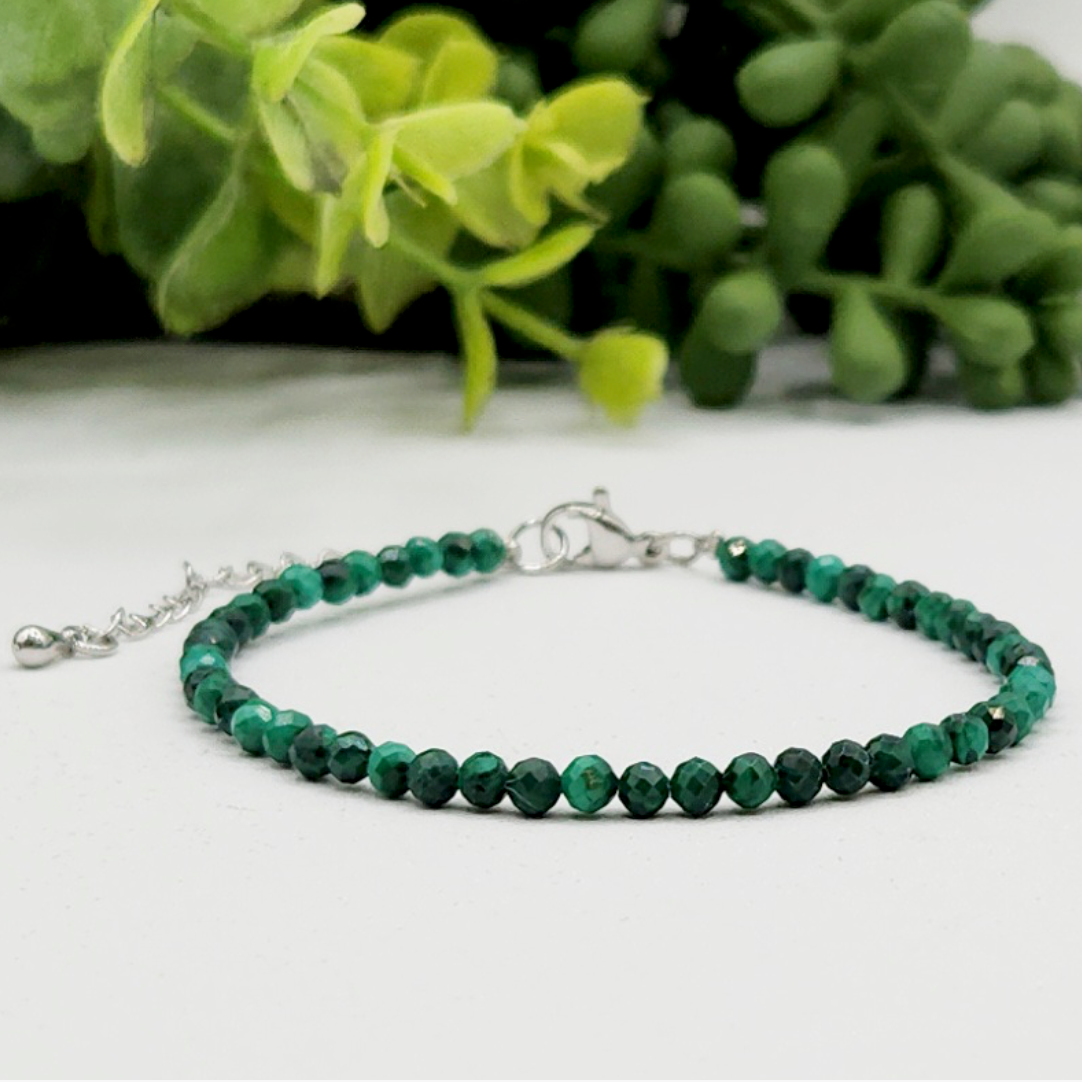 Malachite 3mm Faceted Bracelet