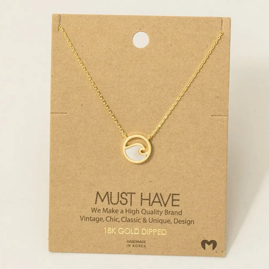 Must Have - Gold Circle Wave Necklace (White)