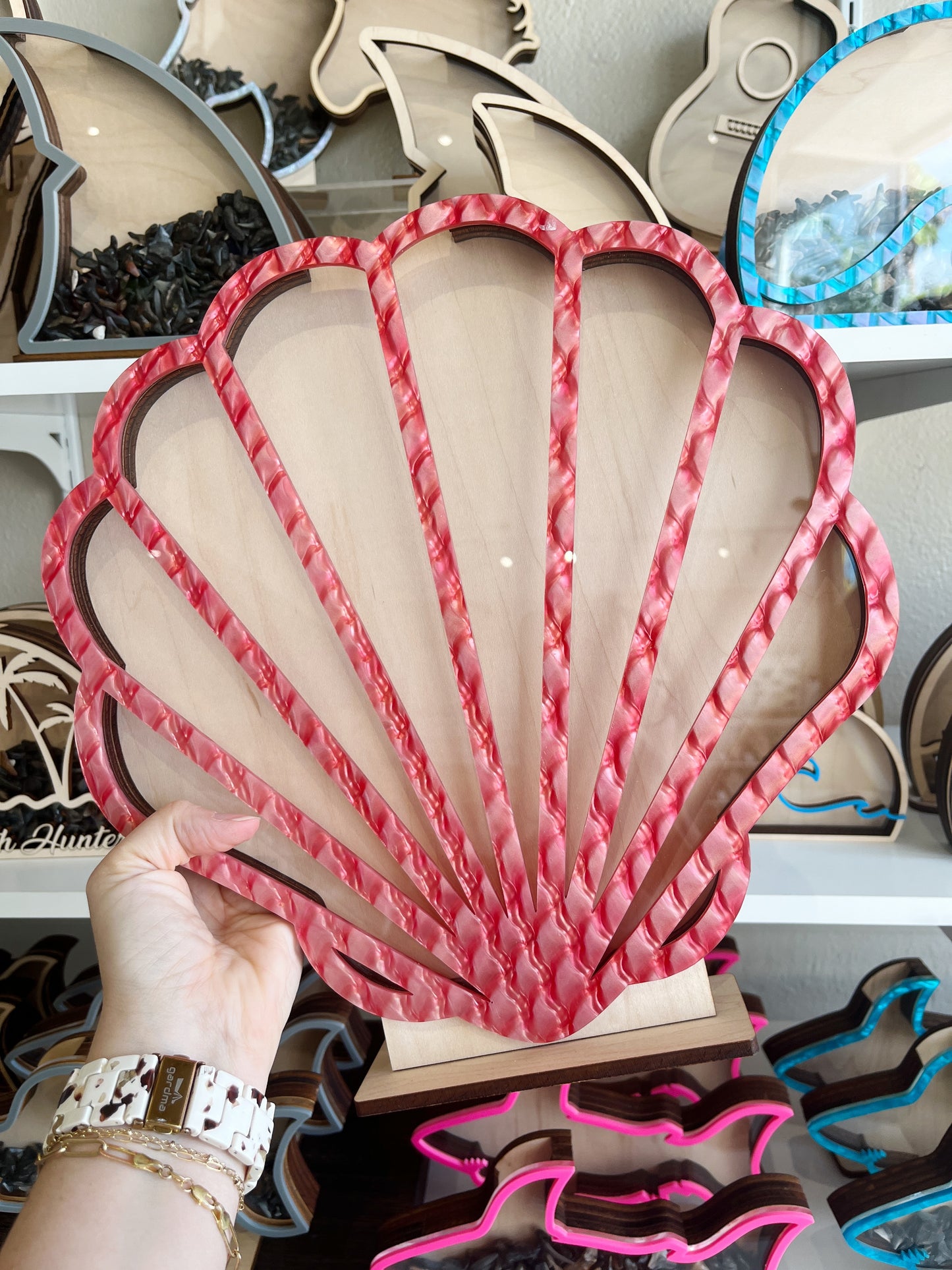 2026 Festival Special - Large Shell - Red Acrylic - Shark Tooth Bank