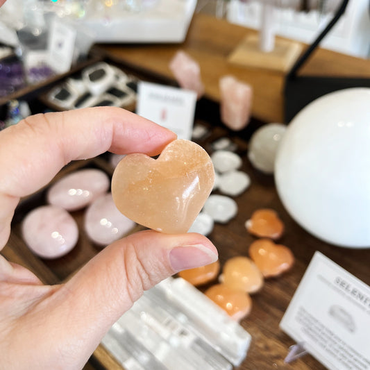 Peach Selenite Hearts - 30mm/1.1"