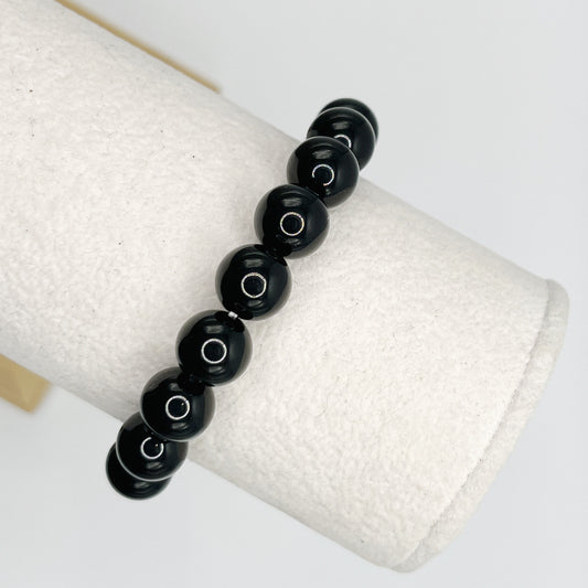 Men’s 10mm Black Agate Bracelet