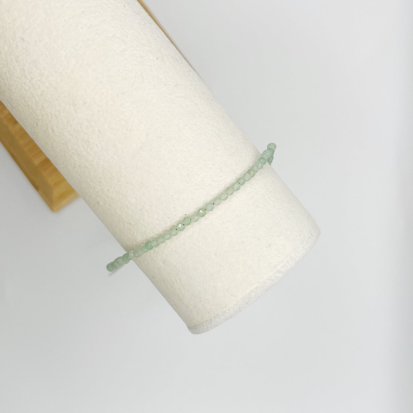 Green Aventurine Gemstone 2mm Faceted Anklet - Gold Toned