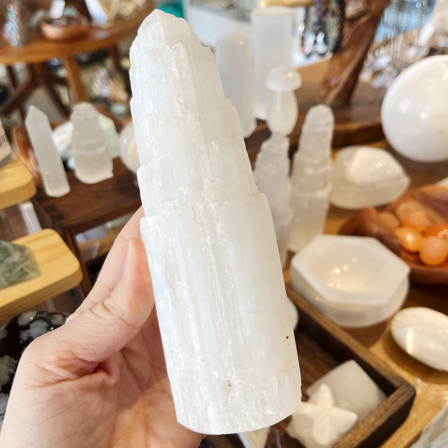 Satin Spar (Selenite) Tower 6”