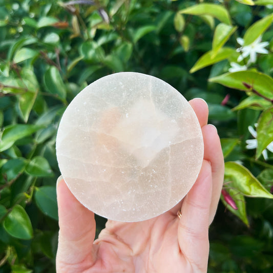Peach Satin Spar (Selenite) Charging Disc - 2”
