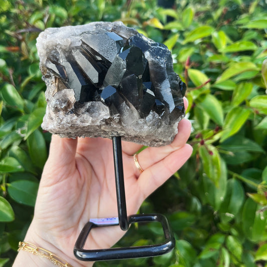 Smoky Quartz on Metal Stand