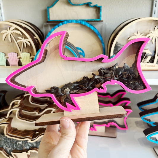 Classic Shark - Neon Pink Acrylic - Shark Tooth Bank