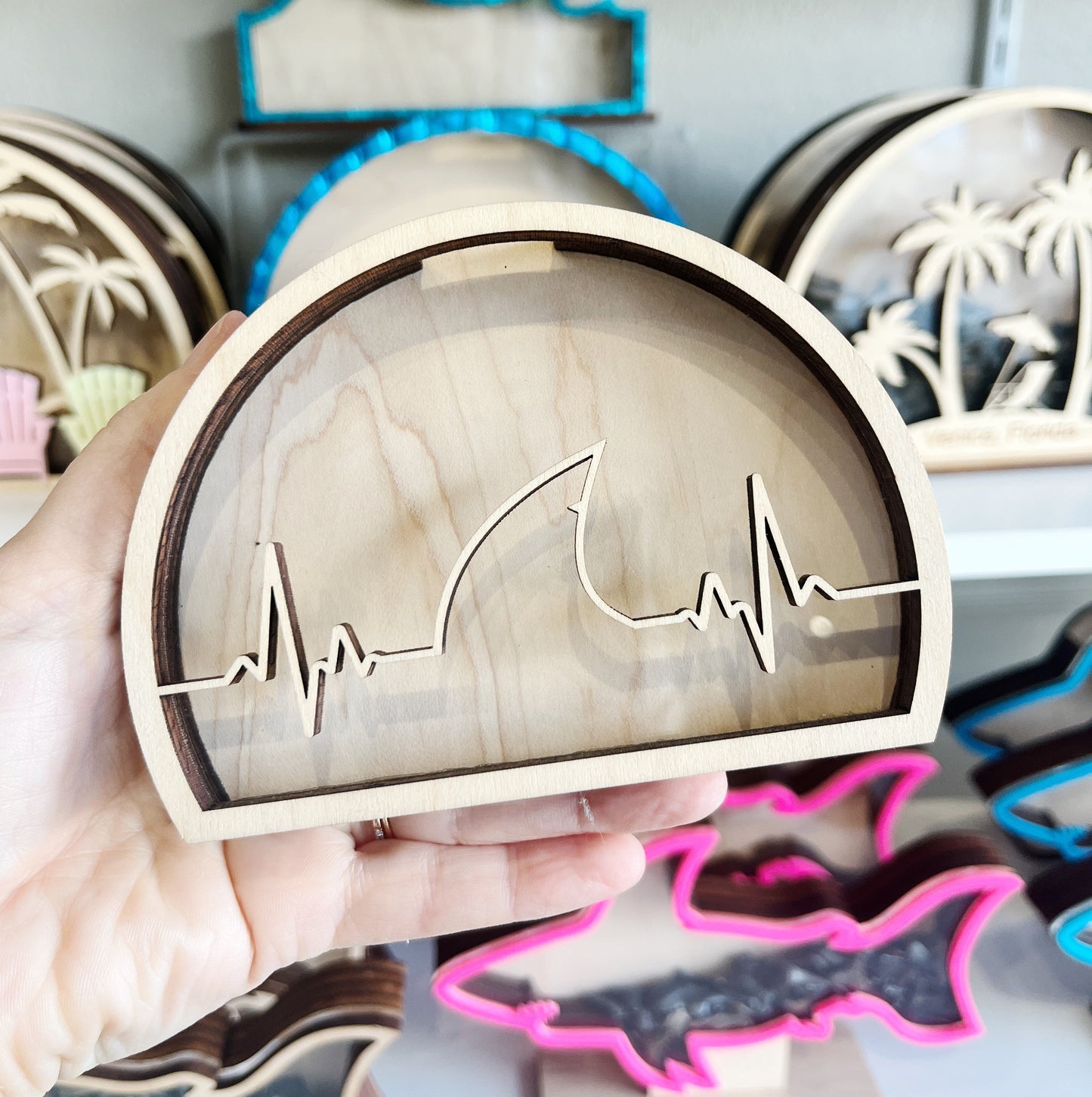 Mini Heartbeat Fin - Wood Finish - Shark Tooth Bank