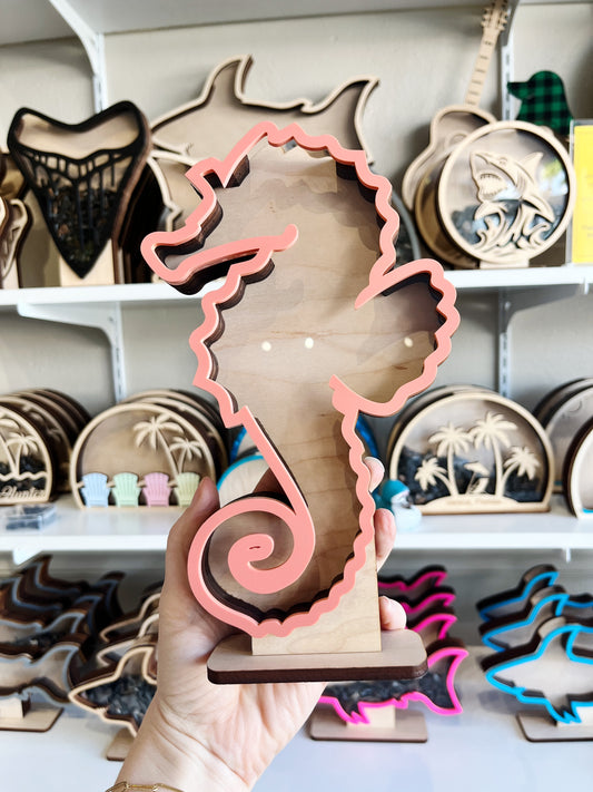 Classic Seahorse - Coral Acrylic - Shark Tooth Bank