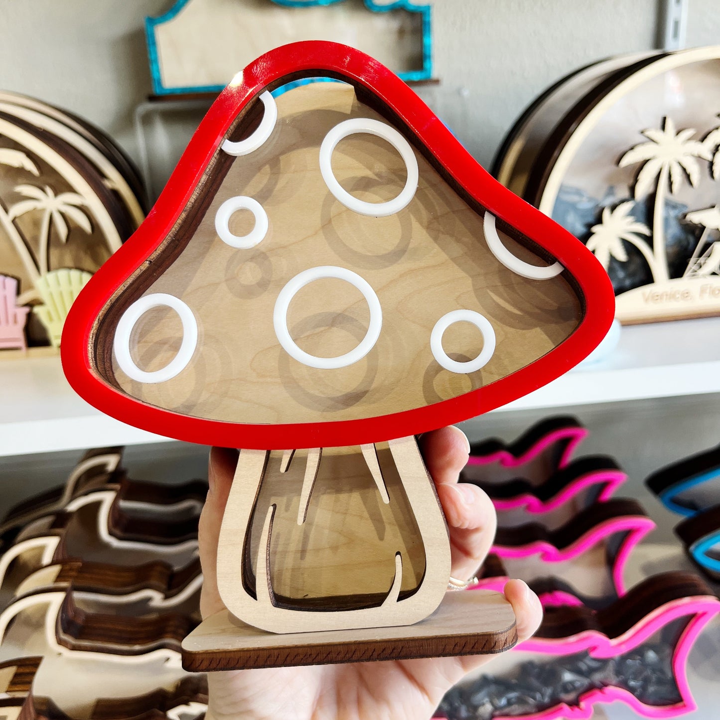 Classic Mushroom - Red Acrylic - Shark Tooth Bank