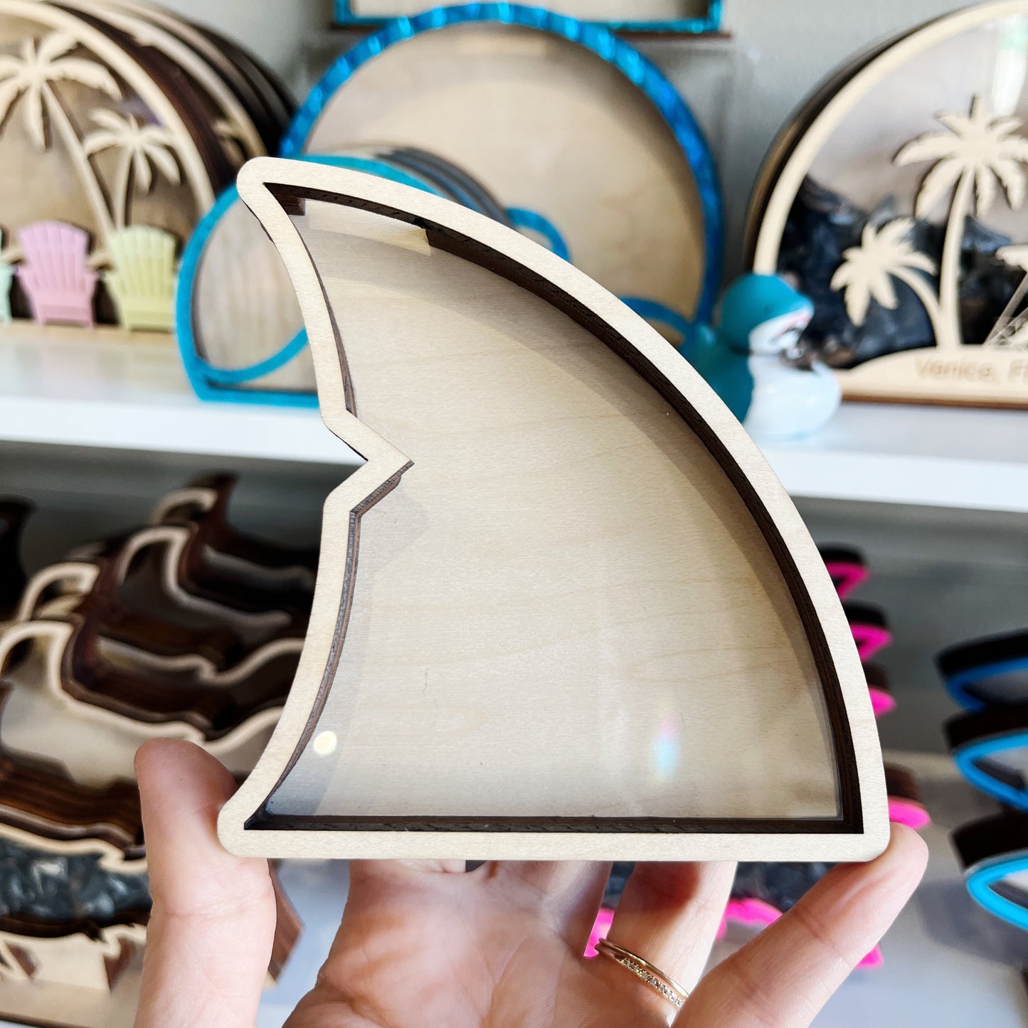 Mini Fin - Wood Finish - Shark Tooth Bank