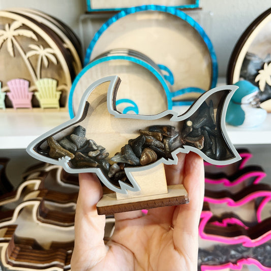 Shark Tooth Bank: Mini Shark - Grey Acrylic