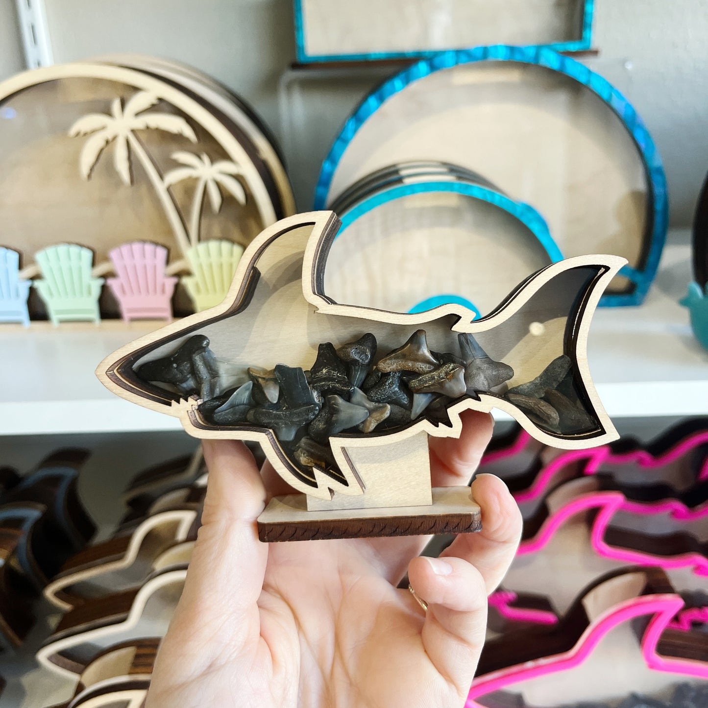 Mini Shark - Wood Finish - Shark Tooth Bank