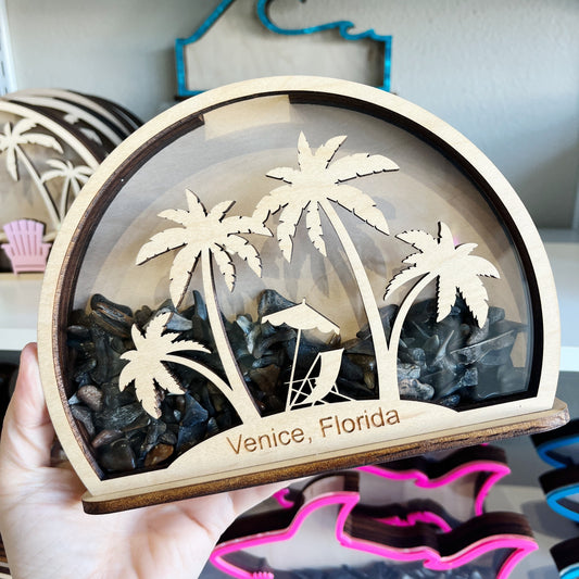 Venice, FL - Classic Wood Finish- Shark Tooth Bank