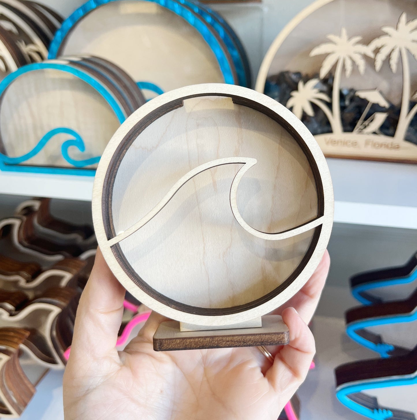 Mini Circle Wave - Wood Finish - Shark Tooth Bank