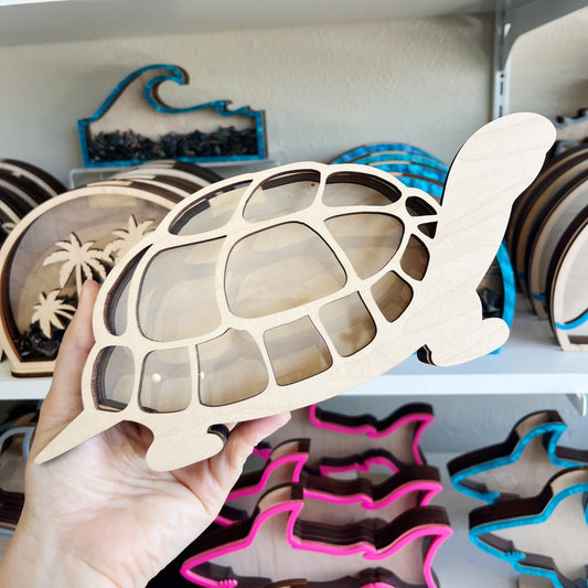Classic Walking Turtle - Wood Finish - Shark Tooth Bank