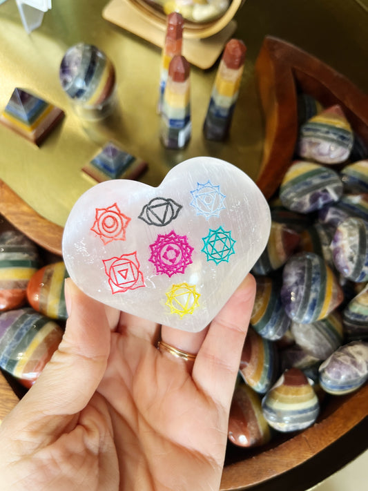 Satin Spar (Selenite) - Chakra Hearts