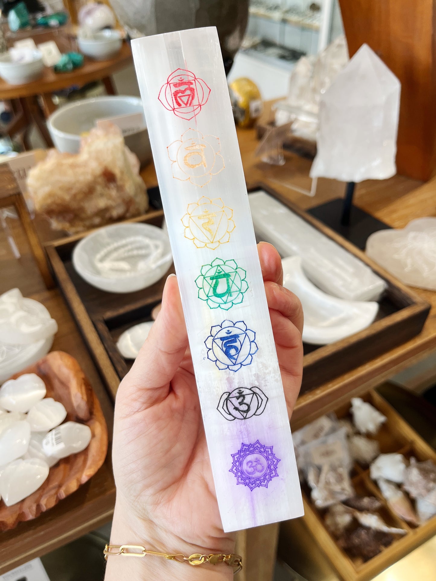 Satin Spar (Selenite) - Chakra Flat Charging Bars