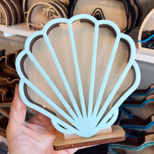 Classic Seashell - Light Blue Acrylic - Shark Tooth Bank