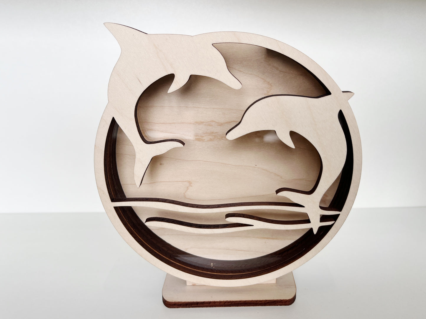 Shark Tooth Bank: Classic Dolphins - Wood Finish