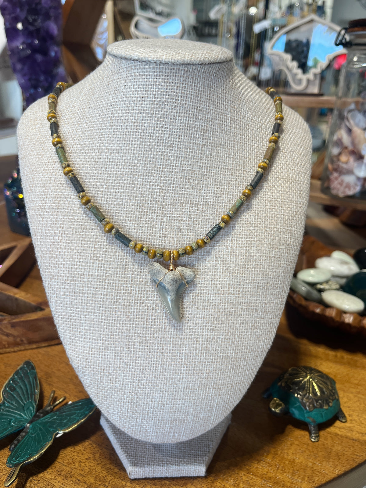 Shark Tooth Necklace w/ Beads - Assorted