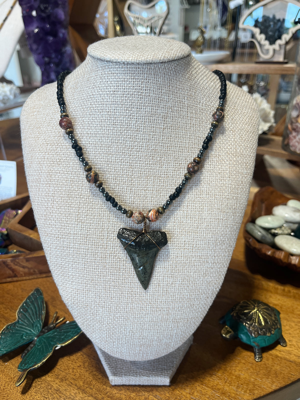 Shark Tooth Necklace w/ Beads - Assorted