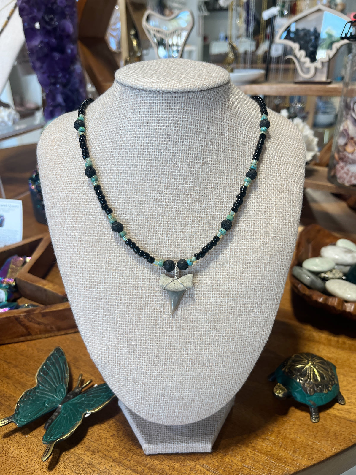Shark Tooth Necklace w/ Beads - Assorted