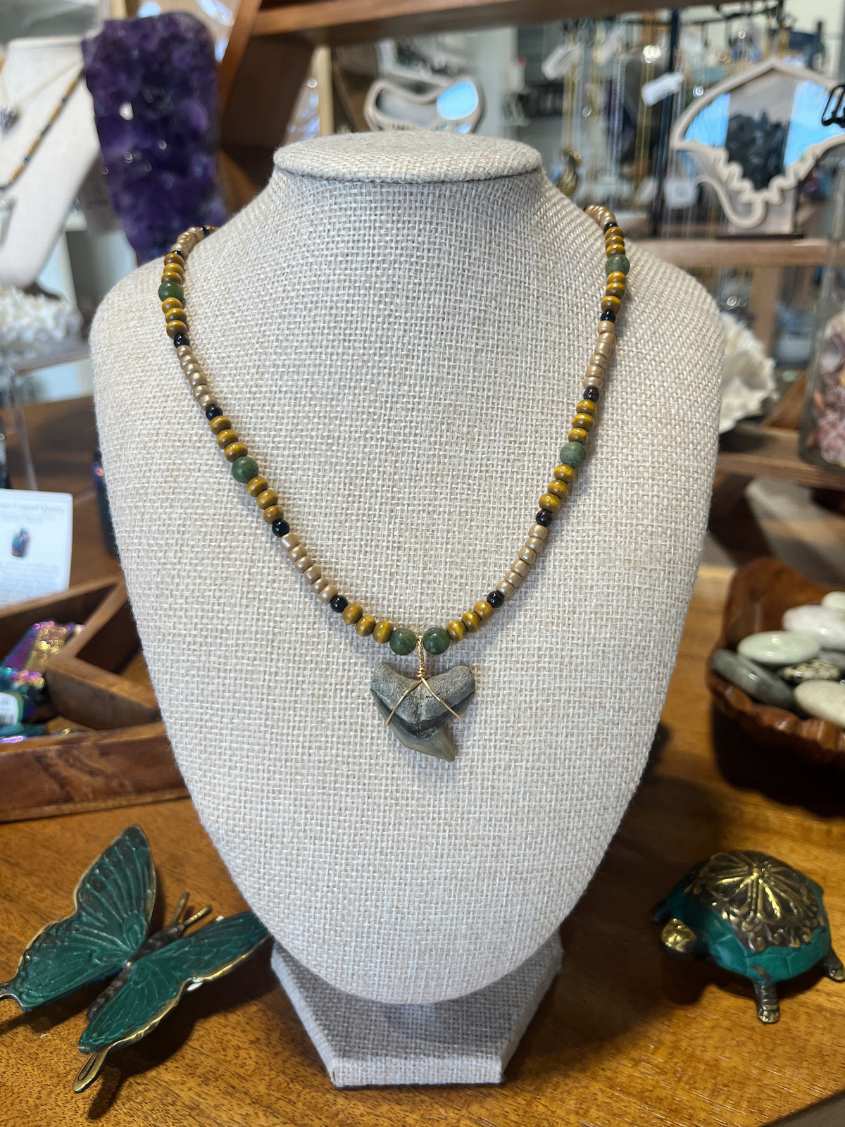 Shark Tooth Necklace w/ Beads - Assorted