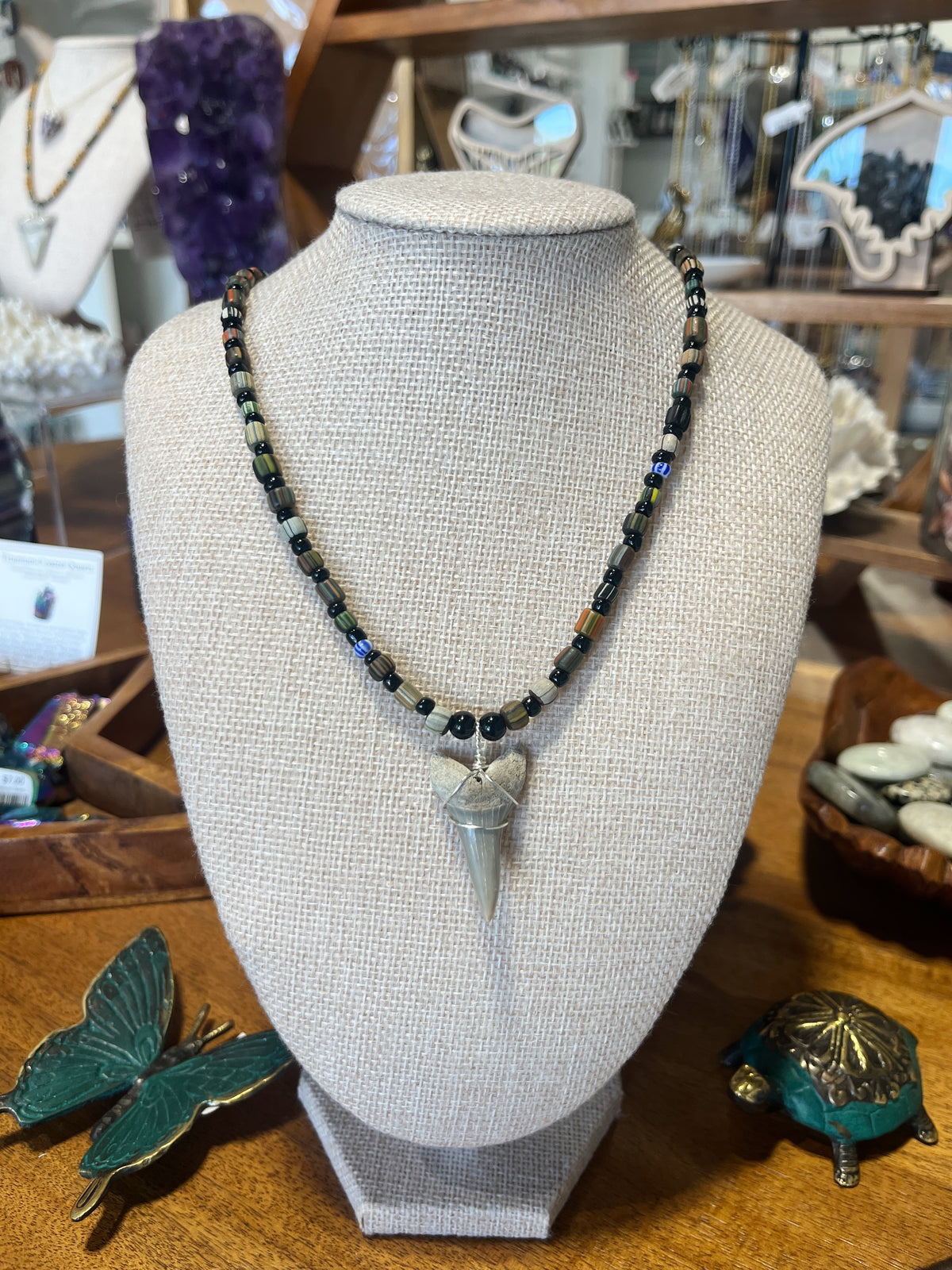 Shark Tooth Necklace w/ Beads - Assorted
